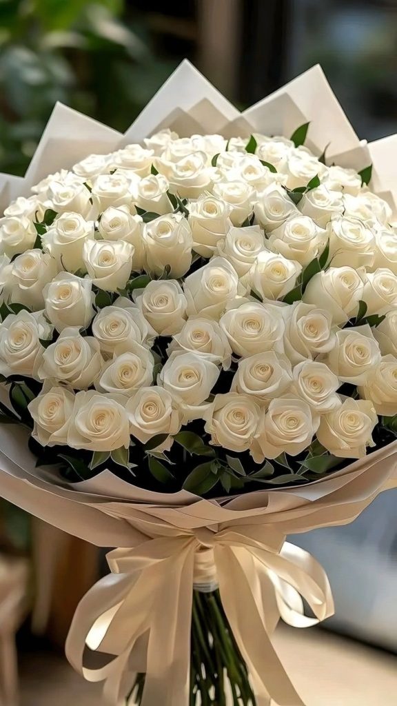 Ramo de  rosas blancas luxury